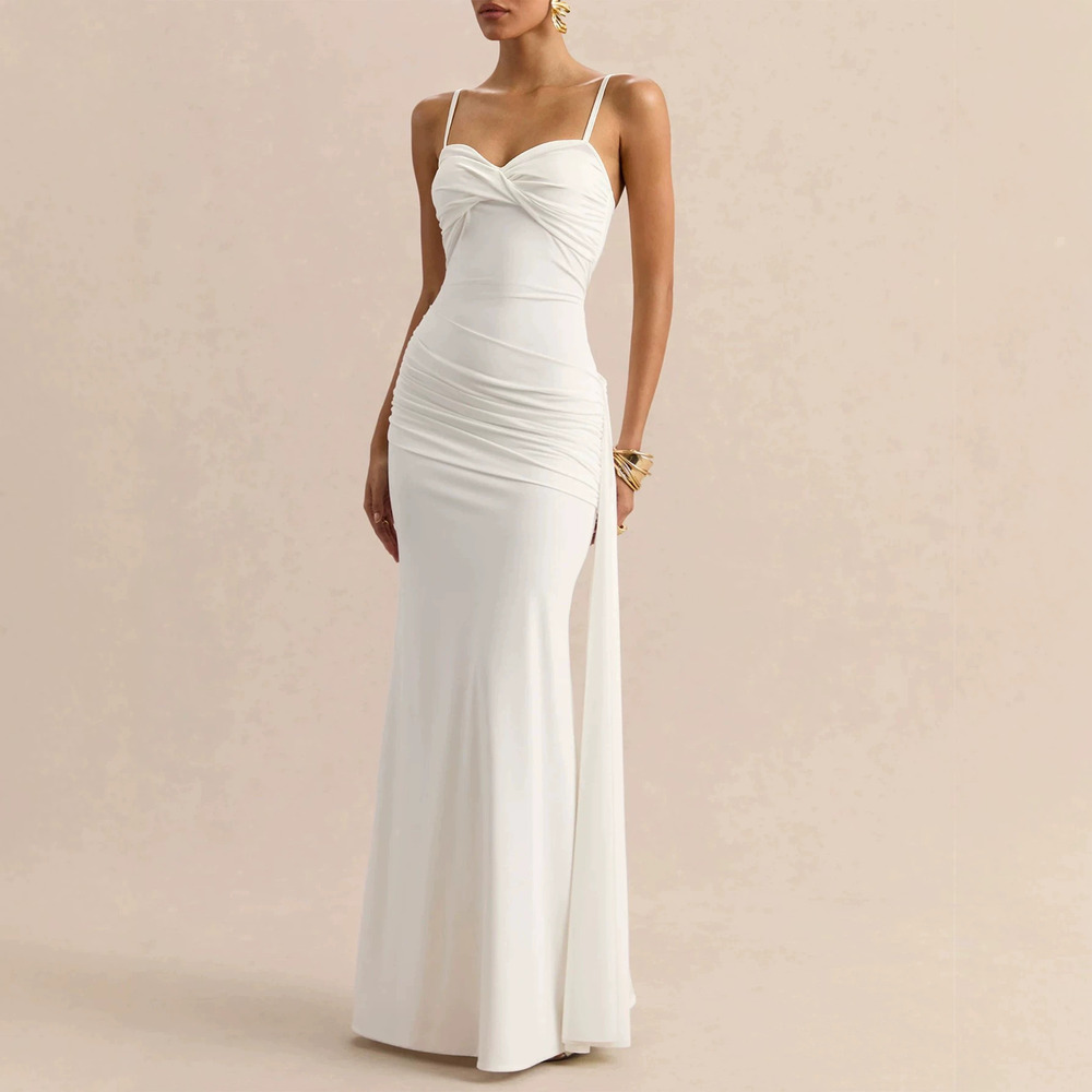 Zara Spaghetti Strap Twist Strapless Bodycon Mermaid Maxi Dress Side